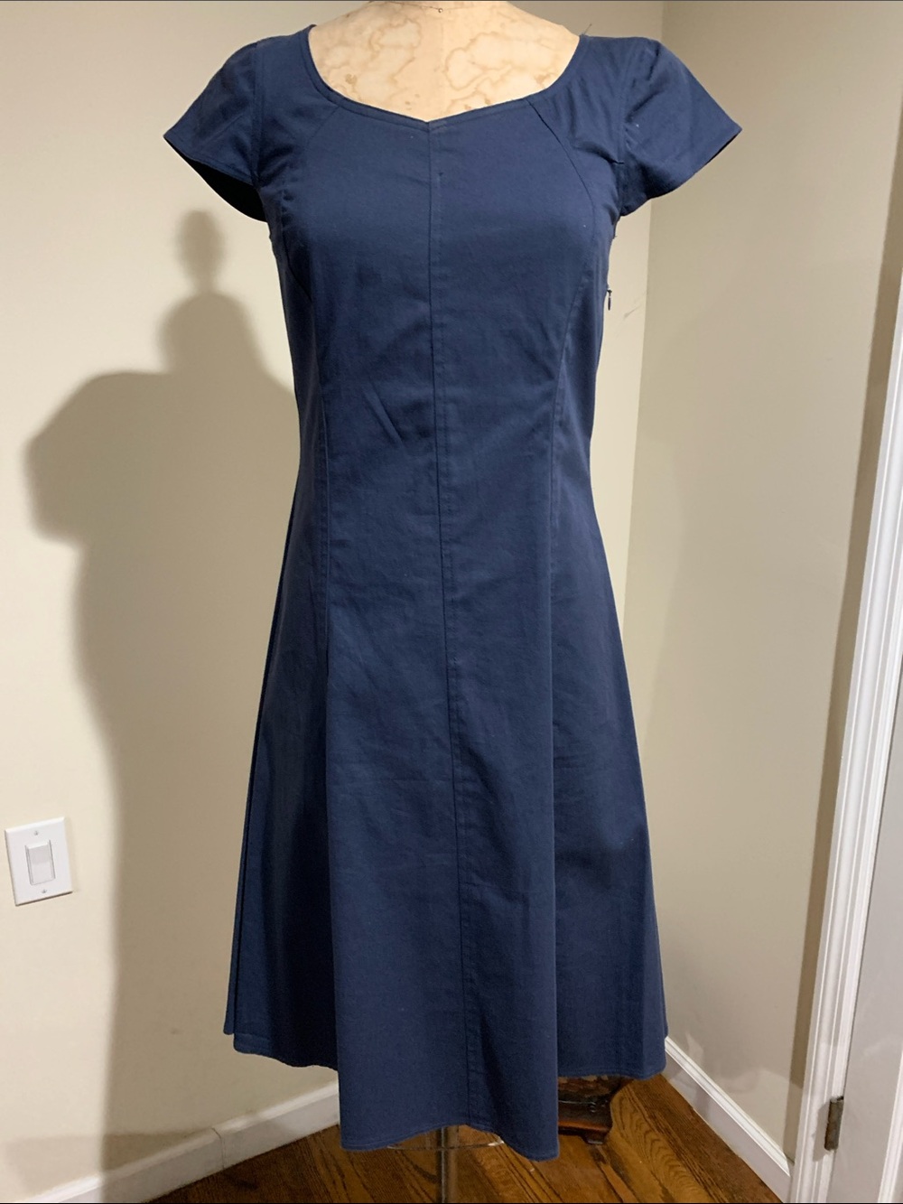 NWT Navy Midi Fit-and-Flare Dress - Brand Unknown